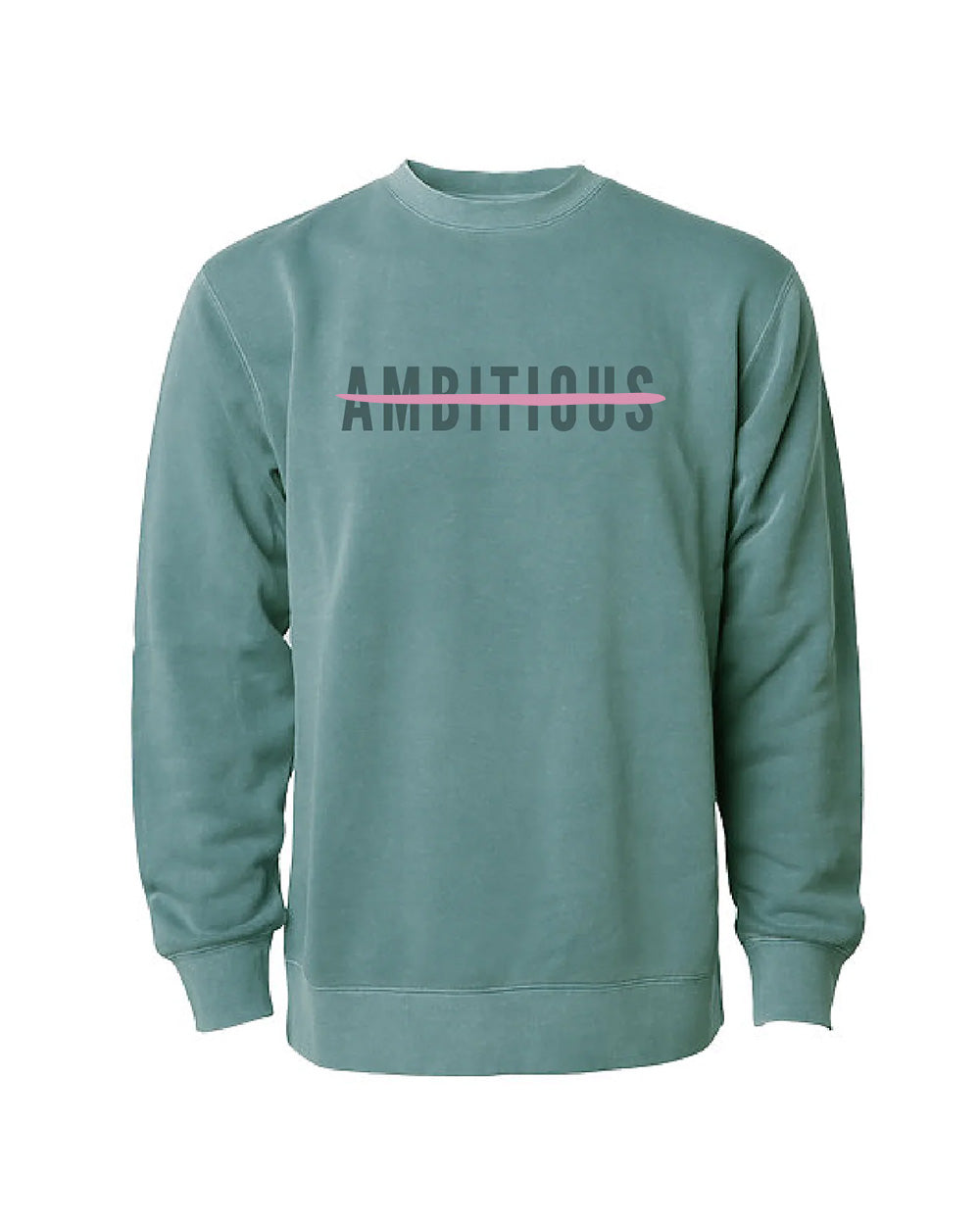 Ambitious Strikethrough Soft Garment Dye Crewneck Sweatshirt (Alpine Green)